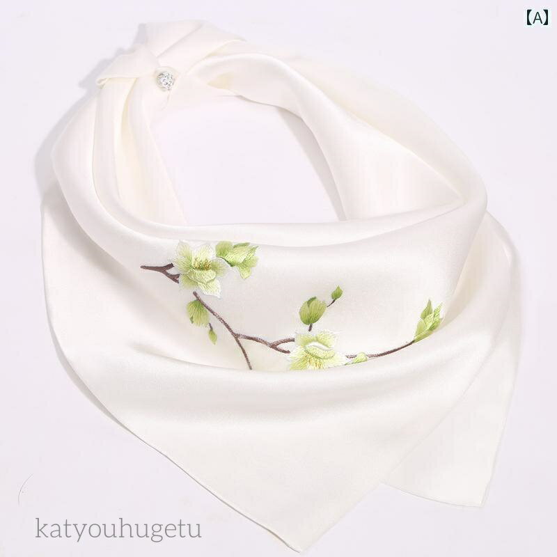【送料無料】ストール 花柄 刺繍 レディース スカーフ ショール 春秋 ギフト おしゃれ ホワイト グリーン ベージュ