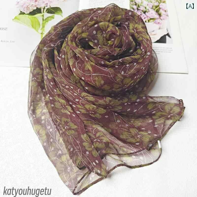 【送料無料】ストール 薄手 春夏 レディース めらか 柔らかい 快適 韓国 プレゼント 母の日 お呼ばれ 長方形 日焼け防止 クローバー 花柄 青