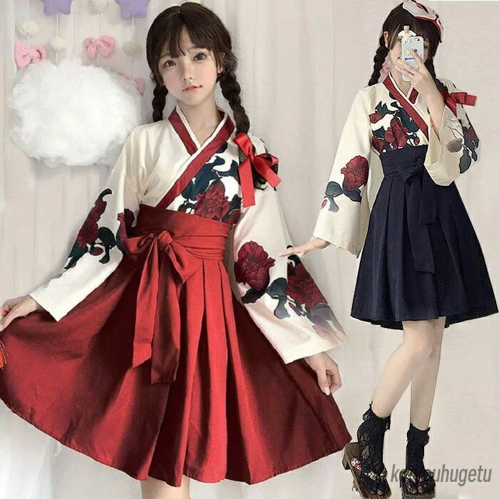 【送料無料】仮装 コスプレ ハロウイン 着物 和服 袴 レディース 和風 コス 仮装 コスチューム衣装 大人 仮装 文化祭 余興 ダンス イベント 演劇 舞台 花柄