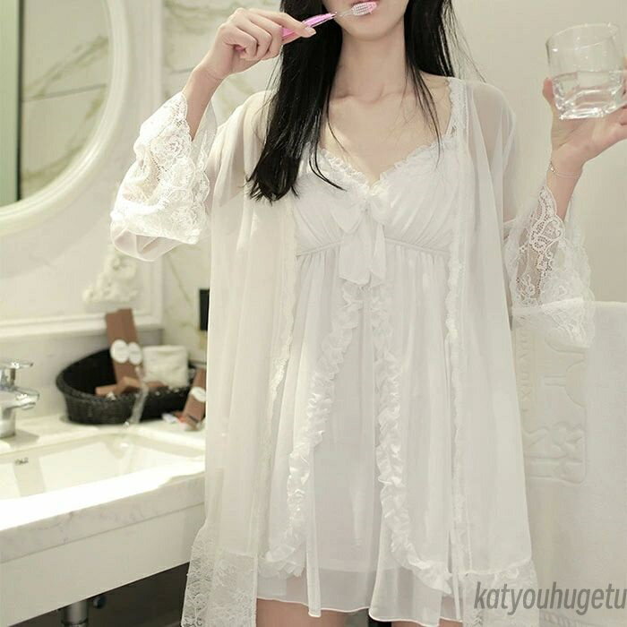 【送料無料】姫系 ルームウェア ガウン付き2点セット ワンピース レディース ナイティー パジャマ 大人 プリンセス ロリータ ゴスロリ かわいい 可愛い レー...