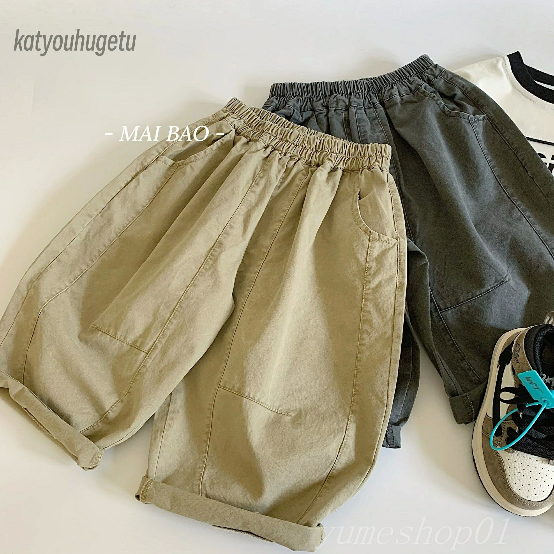 楽天威風堂々【送料無料】子供カジュアルパンツ2025春秋新商品男児洋気綿布長ズボン子供服シンプル風つなぎズボン