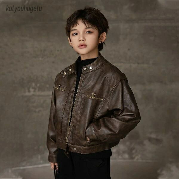 【送料無料】ボーイズジャケットスプリングスタイル2025新しいレザージャケットスプリングスーツボーイ..