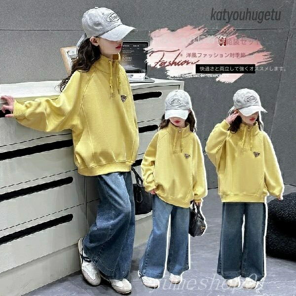 女の子の春と秋のセット2025新しいファッショナブルな子供向けファッショナブルなスウェットシャツビッ..