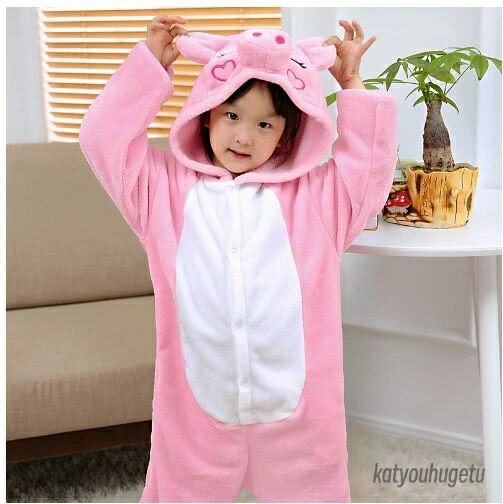 【送料無料】靴付き ピンク ブルー コスチューム 仮装 衣装 可愛い 豚 クマ パジャマ キッズ アニマル ..