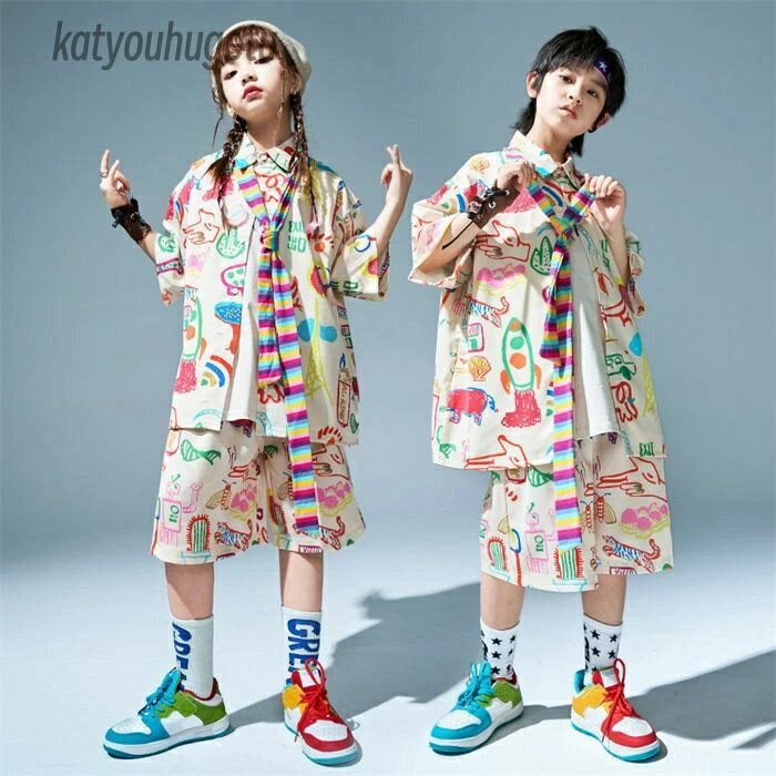 【送料無料】おしゃれ カッコイイ 原宿系 韓国風 応援団 子供服 夏 男の子 女の子 セットアップ 派手 ..