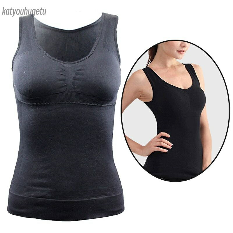 ブラ カップ付き タンク レディース 補正下着 ぽっこりお腹 ボディシェイパー ボディスーツ 締め付けな..