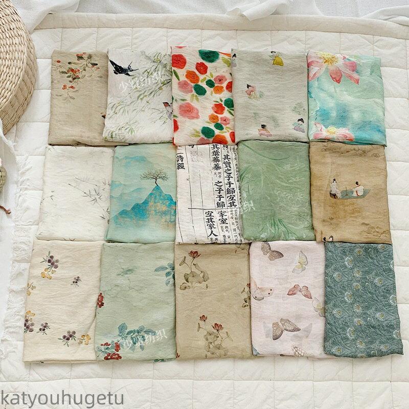 【送料無料】全31色 135cm幅 190cm単位 生地 布 布地 きじ 中華風 花柄 植物柄 プリント 楽天海外通販