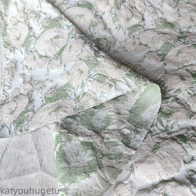 【送料無料】幅150cm 長さ95cm+95cm 生地 布 布地 ぬの きじ ジャカード生地 エンボス生地 肌理感 花柄 田園風 グリーン ピンク