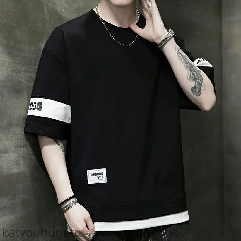 【送料無料】メンズ 無地 丸襟 快適 ジャージ メンズ 上下セット 夏服 セットアップ 半袖 ルームウェア 部屋着 メンズ