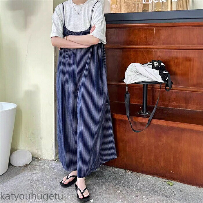 【送料無料】サロペット レディース 薄手 夏 ワイドパンツ きれいめ 黒 大きめ 大きいサイズ ノースリーブ 無地 キャミソール