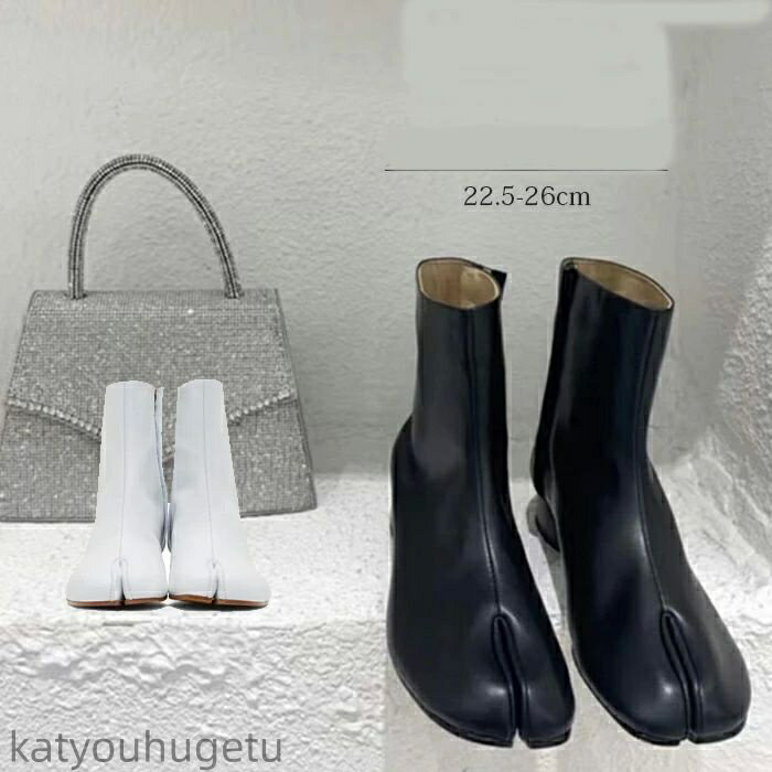 【送料無料】ブーツ レディース ショートブーツ 黒 白 足袋シューズ 足袋 ローヒール ストレッチブーツ 歩きやすい 疲れない