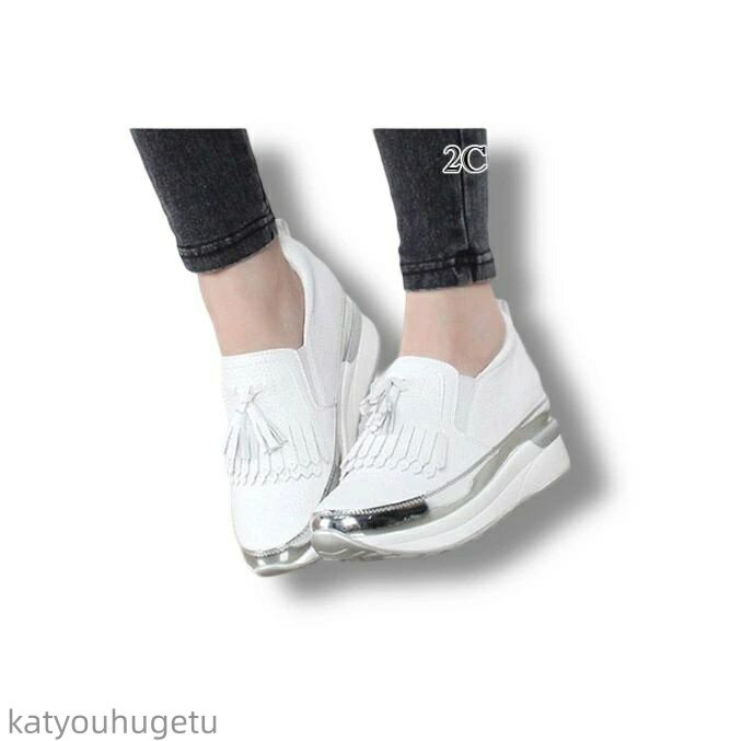 【送料無料】レディース スニーカー タッセル シューズ インヒール 厚底 スリッポン インソール 厚底 ..