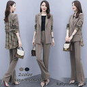 【送料無料】レディース 春物 パンツスーツ レディース セットアップ ジャケット+パンツ 上下セット 2点セット 「」レディーススーツ