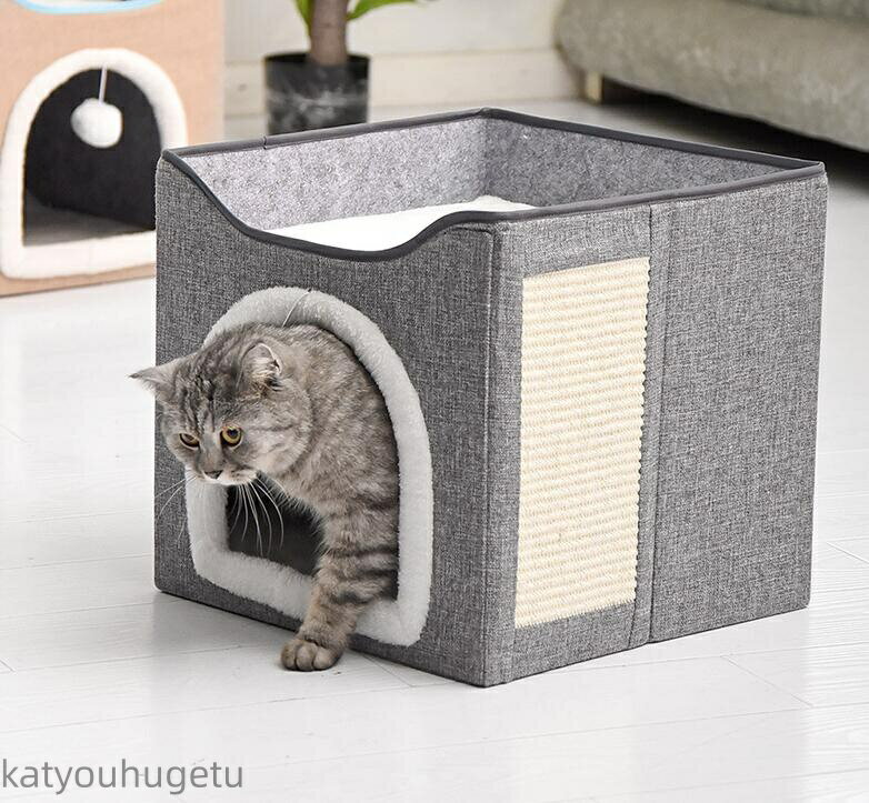 【送料無料】ドーム型 ペットベッド 冬 ペットハウス キャットハウス ドーム型 2階 猫用品 多頭用 猫 ベッド 猫 折りたたみ式 寒さ対策 保温