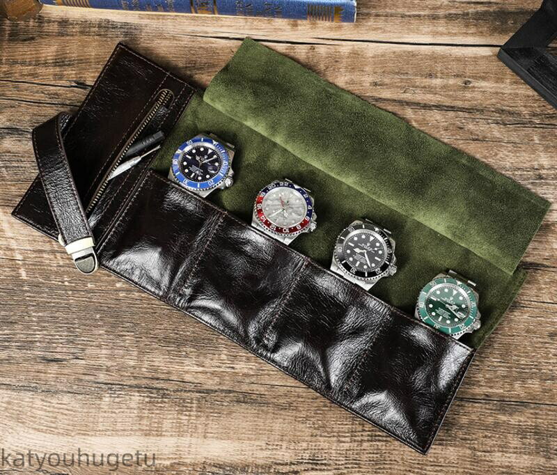 【送料無料】腕時計ケース 本革 牛革 復古 時計ケース 4本用 ウオッチケース 収納ボックス コレクショ..