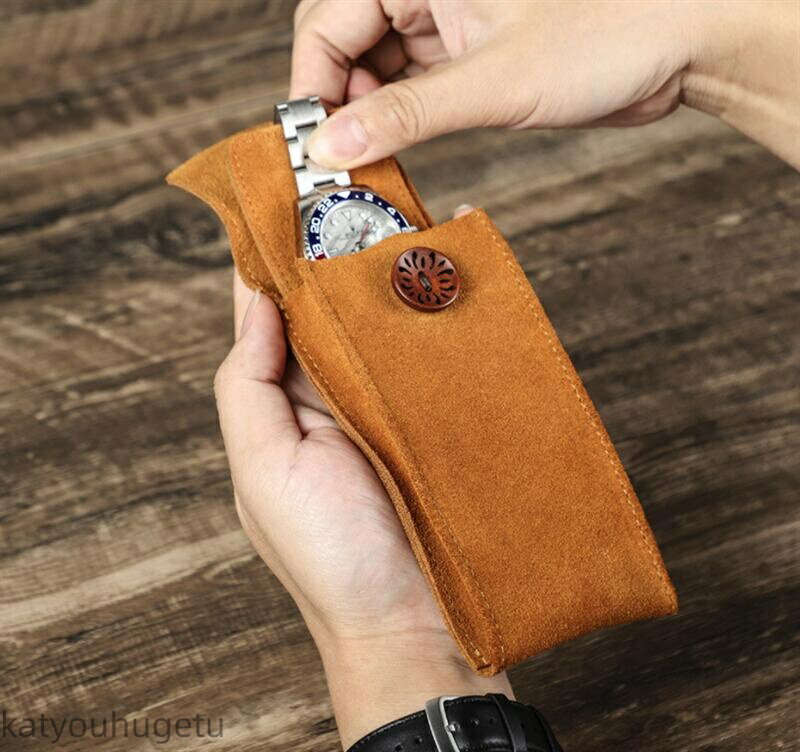 【送料無料】腕時計ケース 本革 牛革 復古 時計ケース 1本用 ウオッチケース 収納ボックス コレクションケース 持ち運び 便利コンパクト(2)