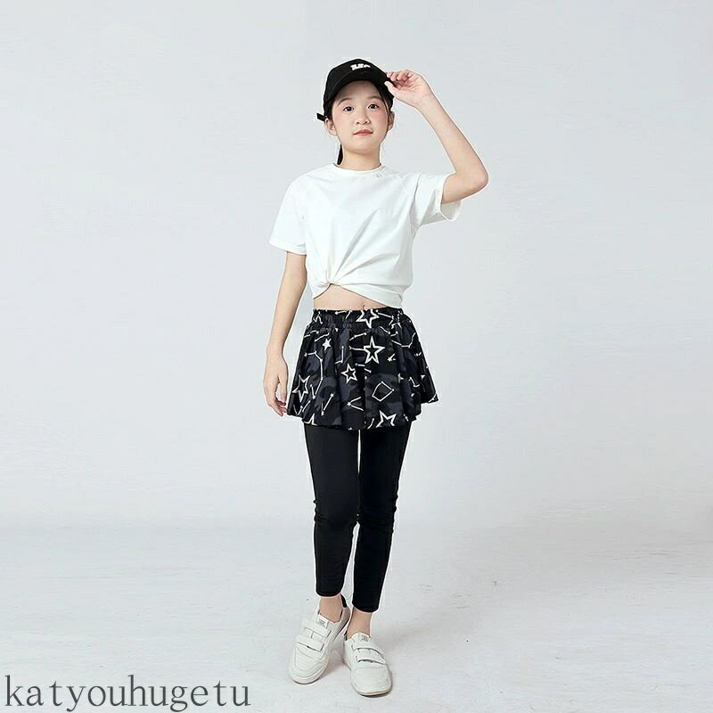 【送料無料】運動着 トレッチ性 ス ドライ 吸汗速乾 女の子 虫よけ 十分丈 薄手 星柄 スポーツウェア スポーツ レギンス 女の子 キッズ