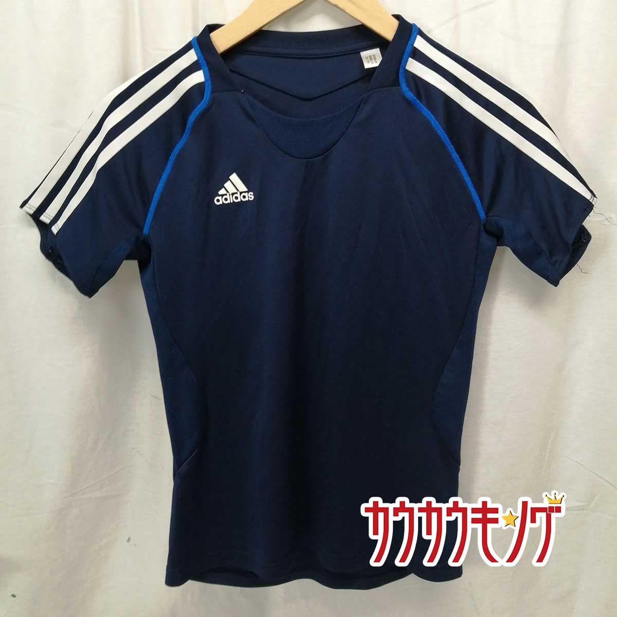 【中古】adidas/アディダス プラシャツ 半袖シャツ/Tシャツ ネイビー サイズM レディース スポーツウェア