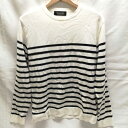 【中古】nano universe ナノユニバース ニット ボーダー 668-9122011 メンズ ハイゲージ クルーネック ホワイト/ネイビー M トップス