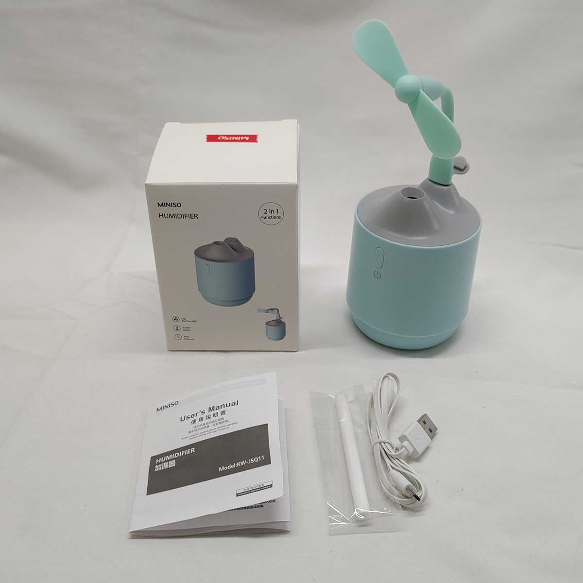 【中古】Miniso Air Humidifier 2in1 Functions USB 扇風機 アロマ 空調
