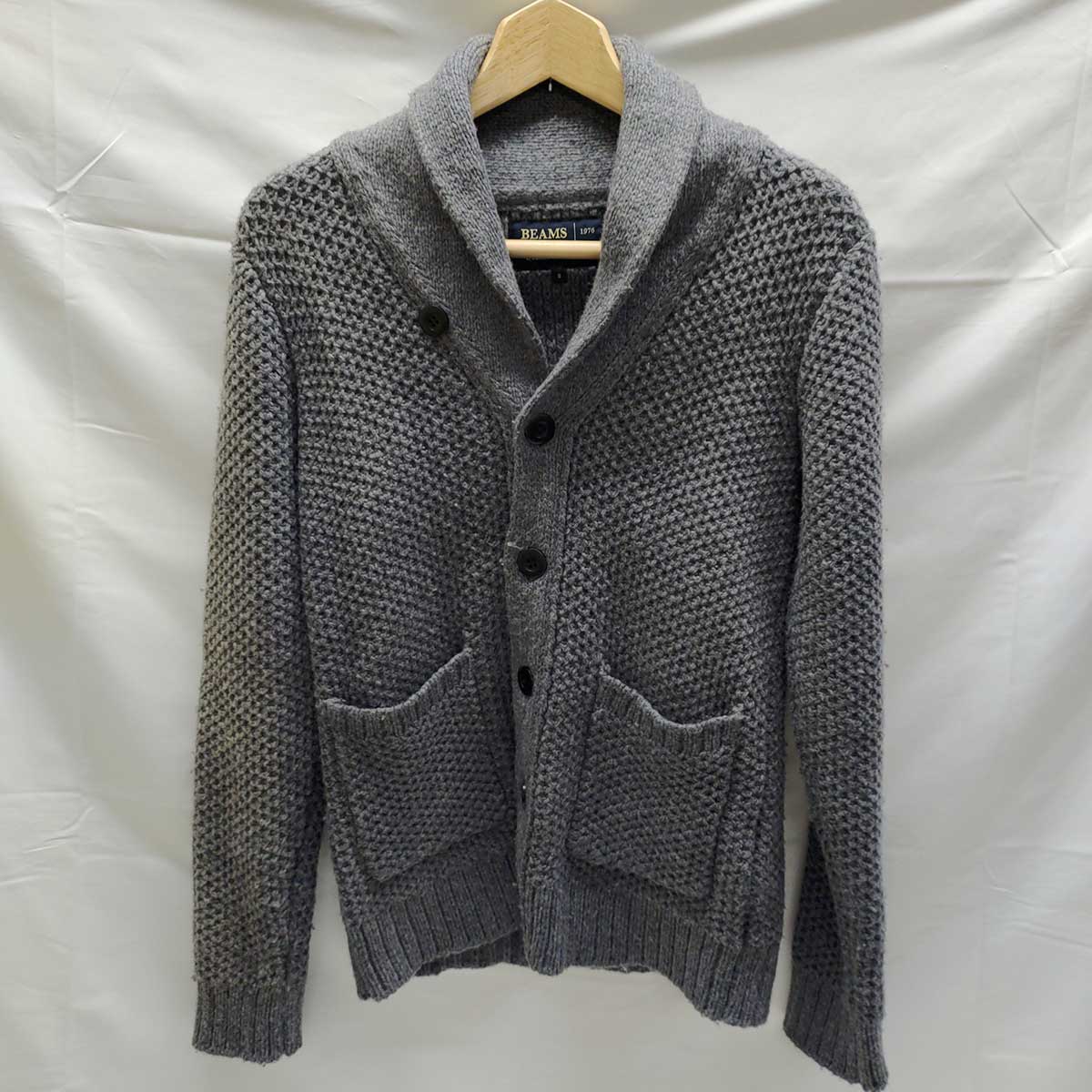 【中古】ビームス ショールカラー カーディガン ウール S グレー 11-15-0153-048 メンズ BEAMS ビームス