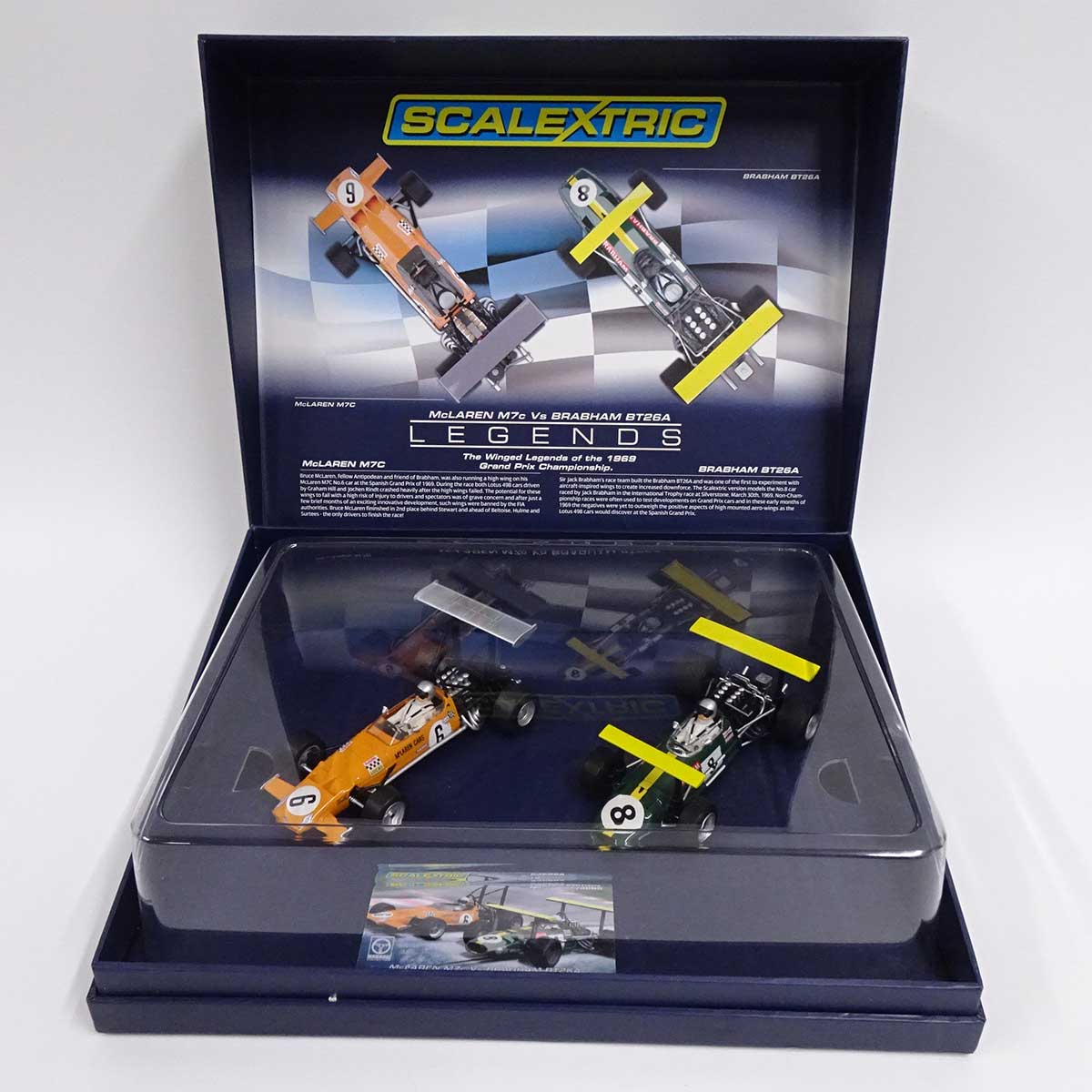 【中古・未使用品】Scalextric スロットカー Brabham BT26A ＆ McLarlen M7C 1969 F1-GP CHAMPIONSHIP GP Legends LIMITED-BOX グランプリ・レジェンド C3589A