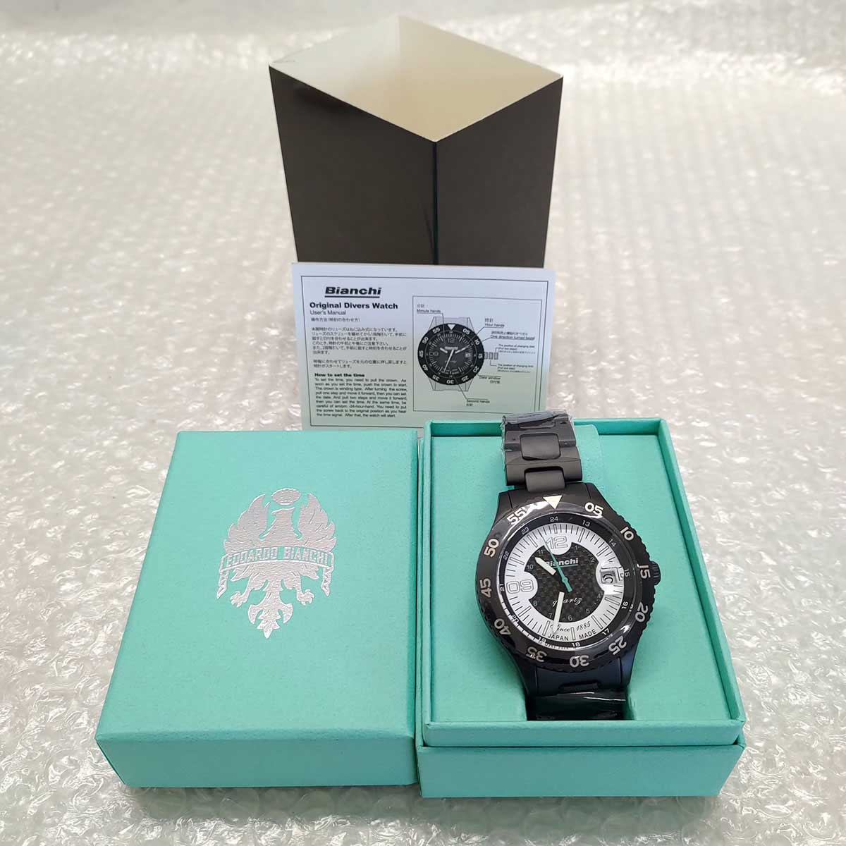【中古・未使用品】ビアンキ BIANCHI SCUBA TX ブラック ホワイト 時計 ダイバーズウオッチ型腕時計 定価33000円 JP203ZOTWA メンズ