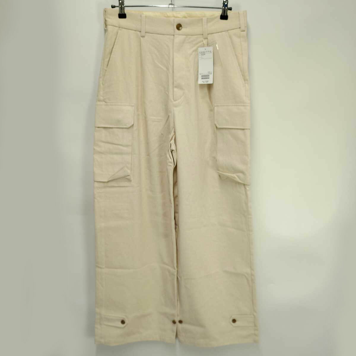 【中古・未使用品】ビームス ライツ ディーププリーツ ワイド ミリタリー パンツ23 L ナチュラル 51-24-0013-147 メンズ BEAMS LIGHTS
