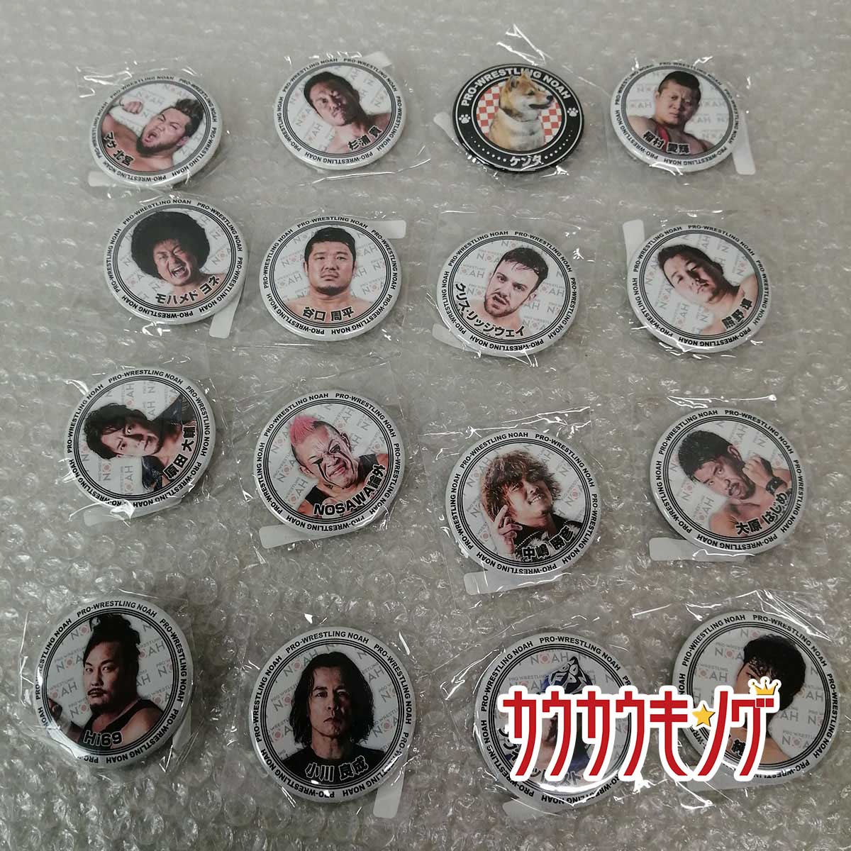 【中古・未使用品】NOAH×ウェブポン プロレス 缶バッジ プロレスリングノア ウェブポン C賞 缶バッジ 16点 セット ダブりなし