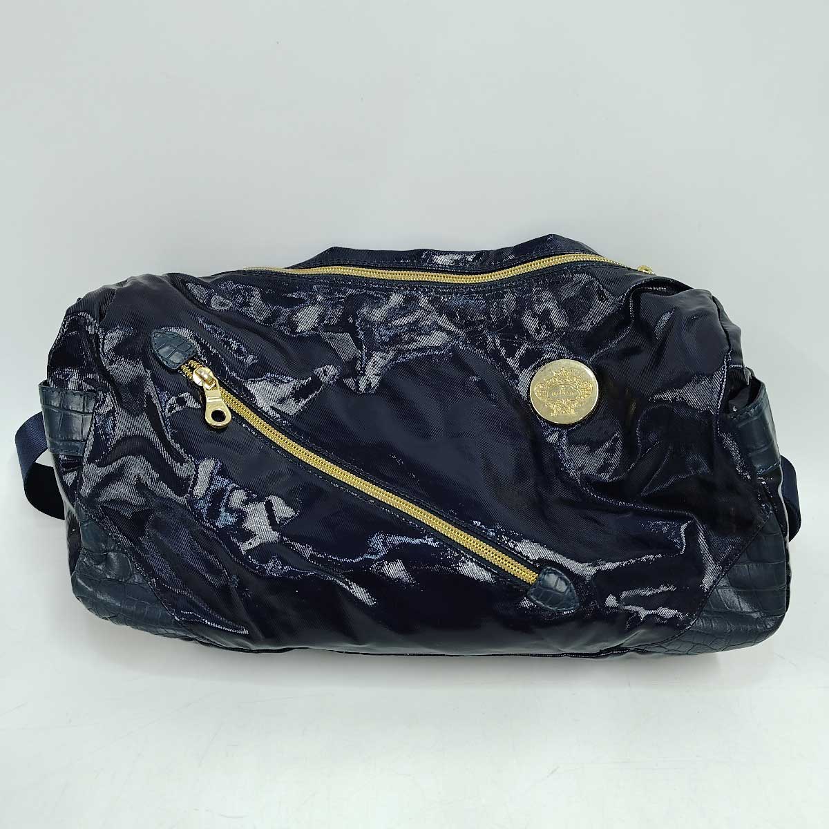 【中古】オロビアンコ SILESTRA ナイロン レザー ショルダーバッグ 斜めがけ ネイビー メンズ Orobianco