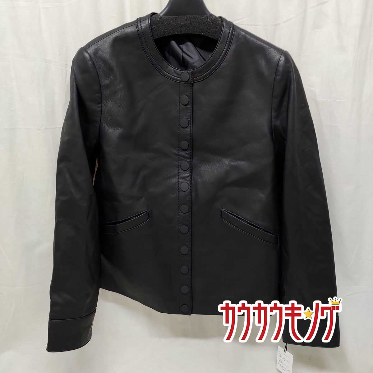 【中古・未使用品】Ranan 柔らかラムレザースナップ ブルゾン ライダースジャケット M ブラック 716300-001 レディース 定価32890円