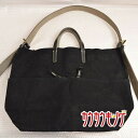 【中古】kissora(キソラ) キャンパス地 レザー 2WAY バッグ トート/ショルダー ブラック