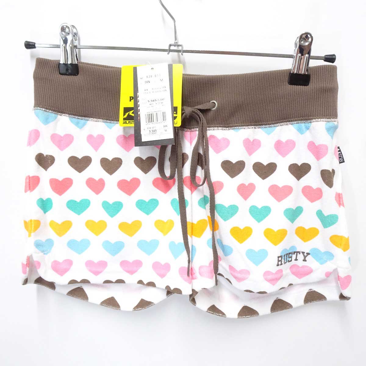【中古・未使用品】ラスティ ショートパンツ M BRN ブラウン レディース RUSTY ラッシュガード 水着