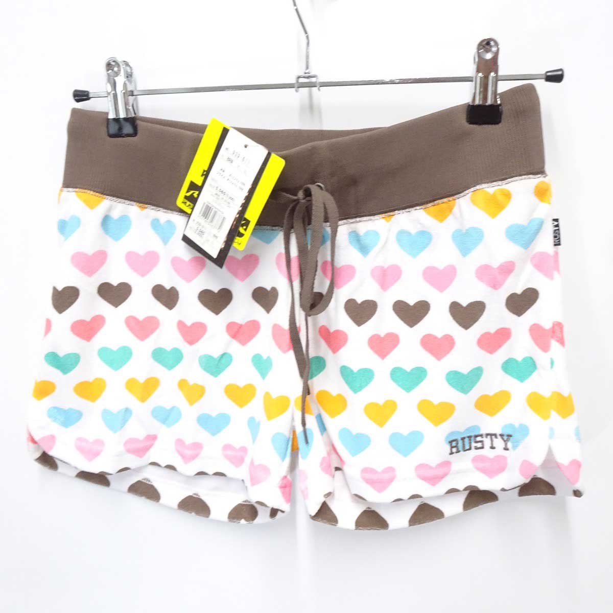 【中古・未使用品】ラスティ ショートパンツ L BRN ブラウン レディース RUSTY ラッシュガード 水着