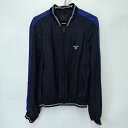 【中古】プラダ シルク ボンバージャケット L ネイビー メンズ PRADA アウター