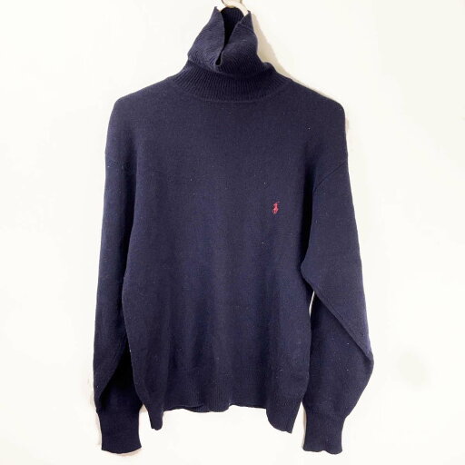 【中古】ポロ バイ ラルフローレン Polo by RALPH LAUREN ウール ワンポイント 長袖 ハイネックニット セーター L ネイビー M030-0001JG メンズ 【中古】ポロ バイ ラルフローレン Polo by RALPH LAUREN ウール ワンポイント 長袖 ハイネックニット セーター L ネイビー M030-0001JG メンズ