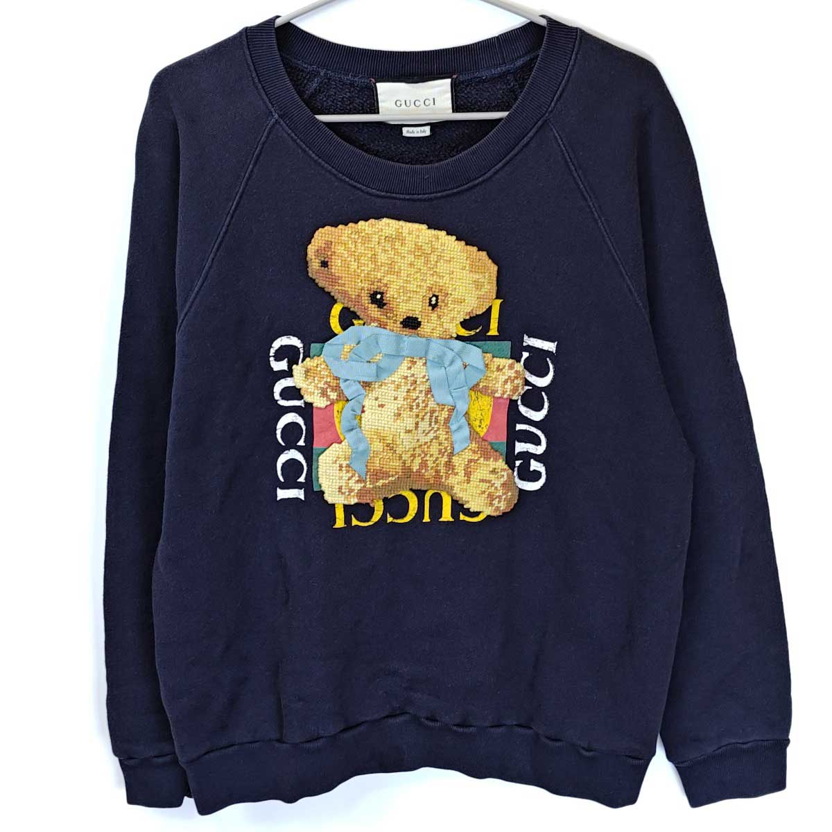 【中古】グッチ 2018クルーズコレクション テディベア クルーネック スウェットトレーナー S ネイビー 489677-X9N17 GUCCI