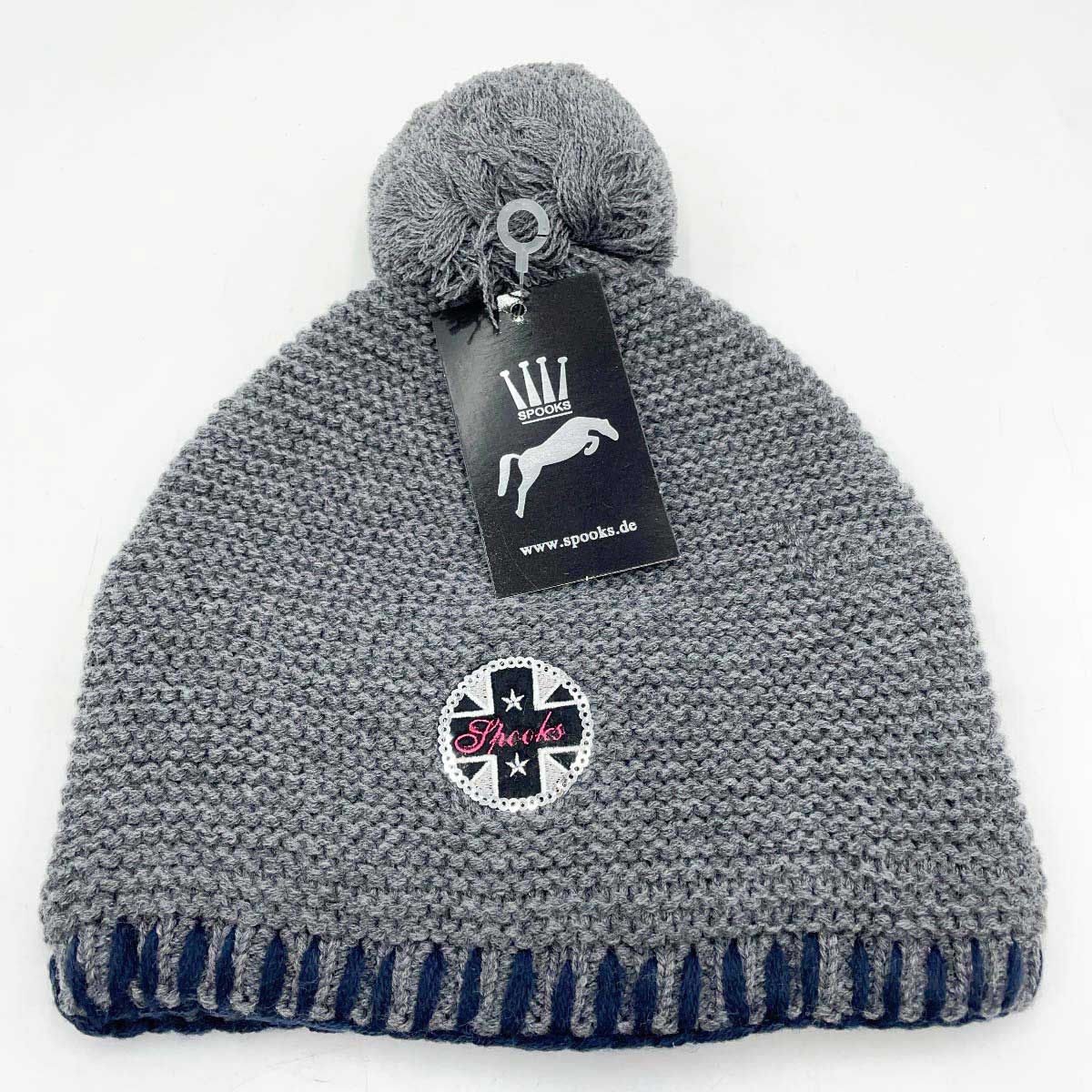 【中古・未使用品】スプークス SPOOKS Mona hat ニットキャップ 帽子 ビーニー グレー レディース 乗馬 馬術