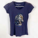 【中古】MONTAR モンター スパンコール 半袖 ストレッチ Tシャツ S ネイビー レディース 乗馬 馬術