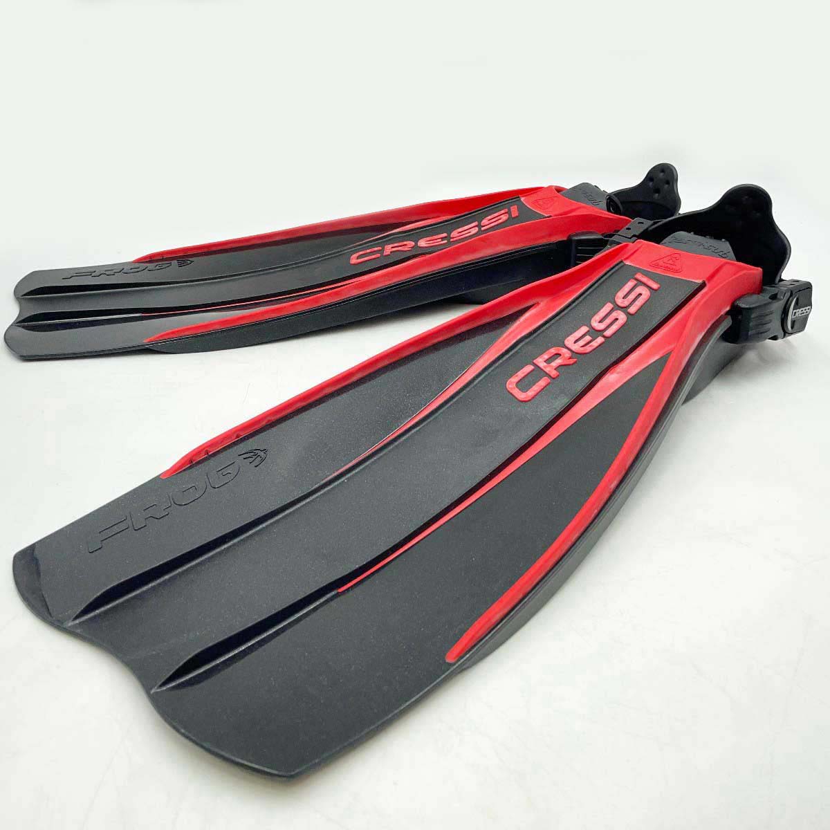 【中古・未使用品】CRESSI クレッシー FROG フロッグ フィン 22.5-24.5cm ブラック レッド ダイビング