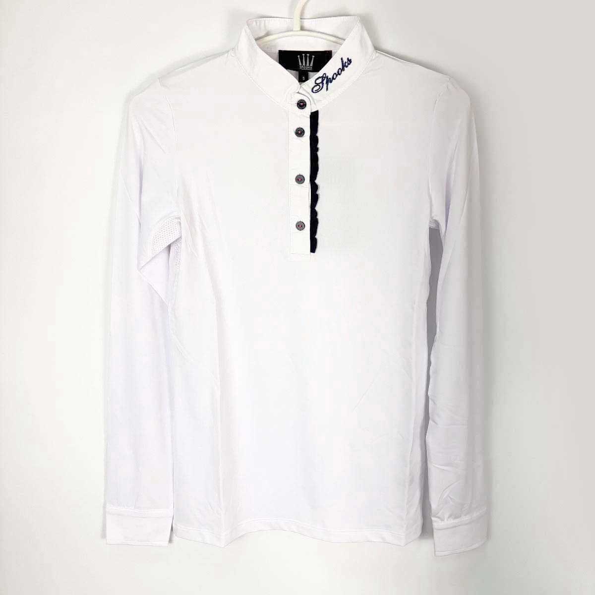 【中古・未使用品】SPOOKS スプークス Delia デリア ショーシャツ 競技用 ロングスリーブ ライディングシャツ S ホワイト レディース 乗馬 馬術