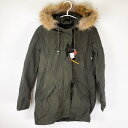 【中古・未使用品】EQUILINE エクイライン Elle 3-in-1 エル ライダース ファー ジャケット コート フーディ M カーキ Q10626 レデ...