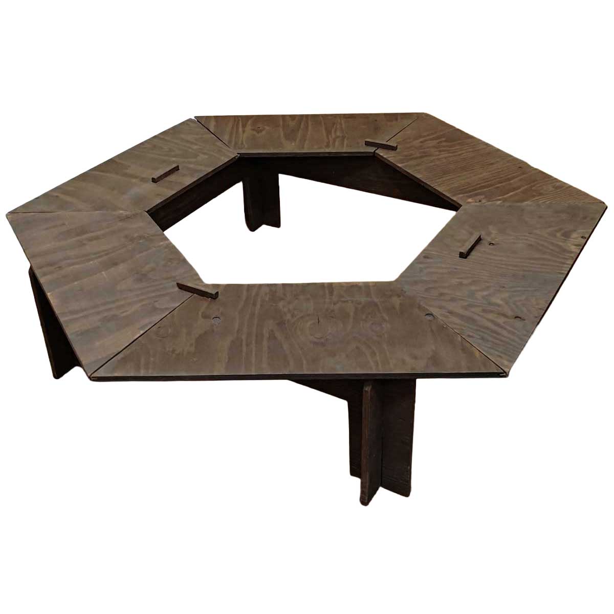 【中古】ヘキサゴンテーブル ファイヤーテーブル 組立式 ウッドデッキ