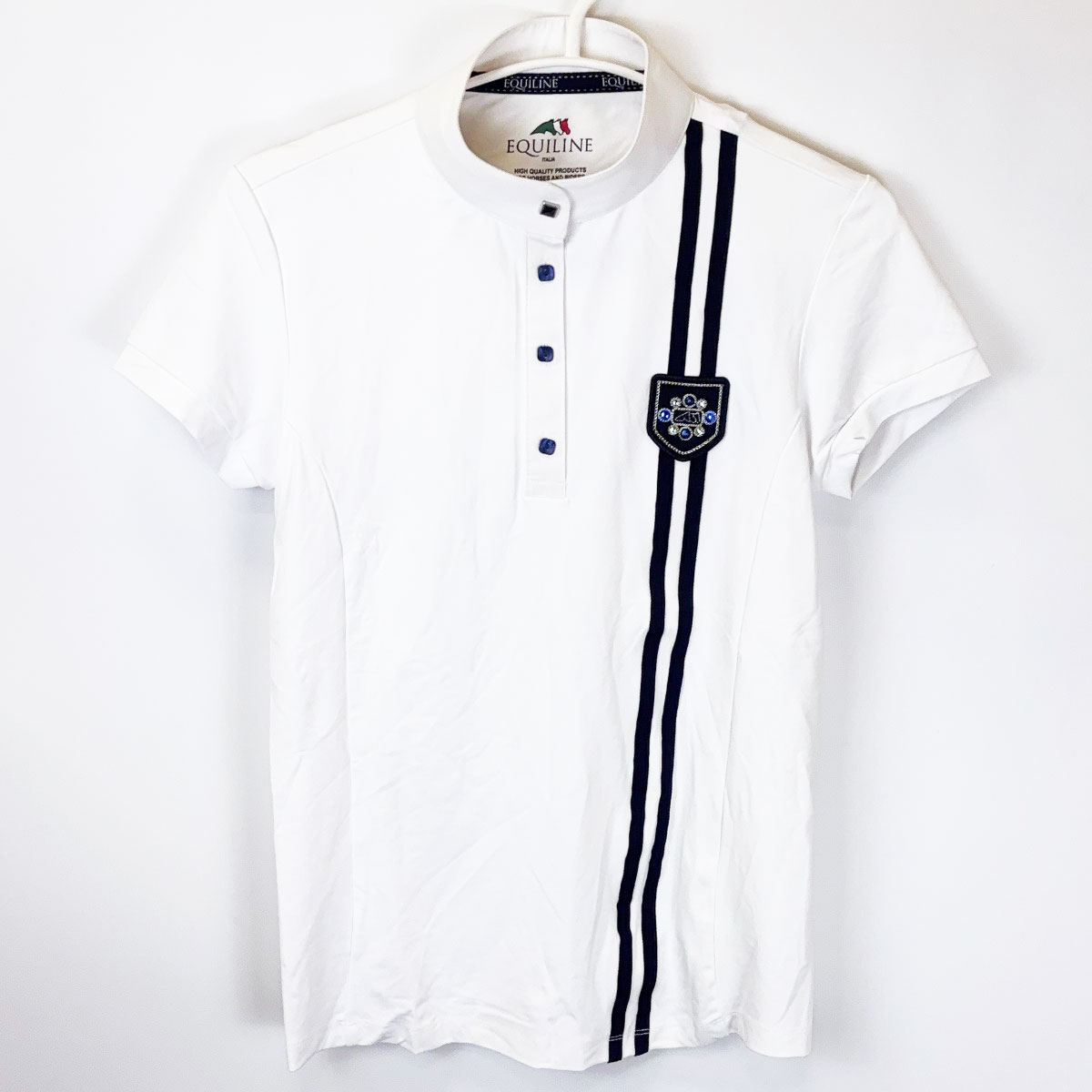 【中古・未使用品】エクイライン EQUILINE 半袖 競技用シャツ ポロシャツ Jaffa S ホワイト H00697 レ..