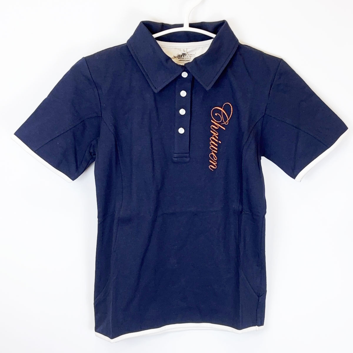 【中古・未使用品】Chriwen クリューベン ポロシャツ 半袖 ライディングシャツ S ネイビー CW-18-11K/S..