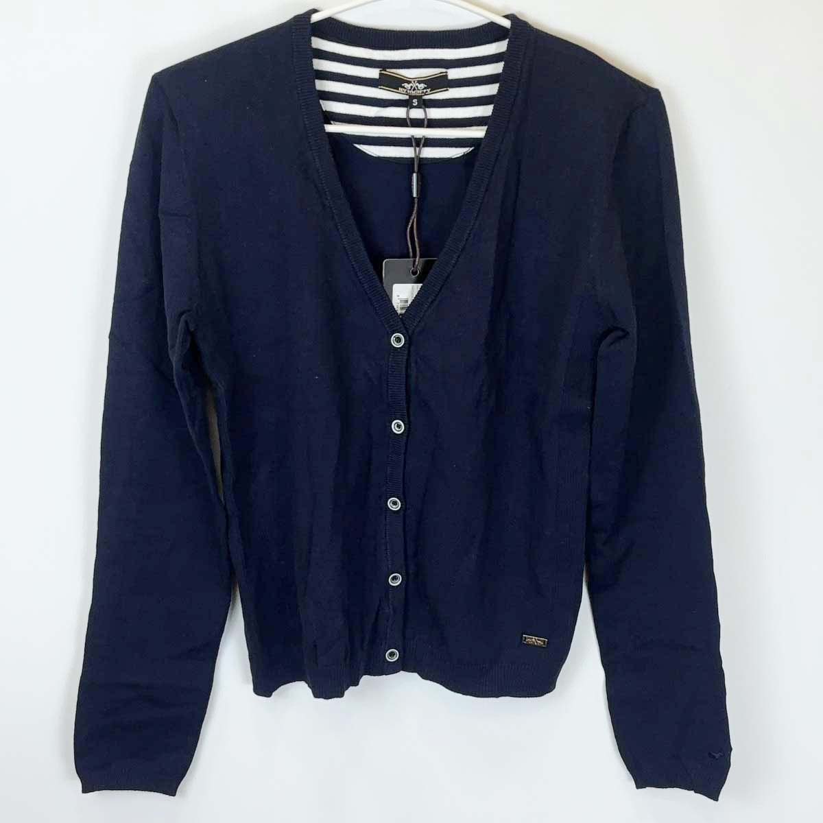 【中古・未使用品】HV POLO カーディガン JESSICA ニット S ネイビー 115880 レディース 乗馬 馬術