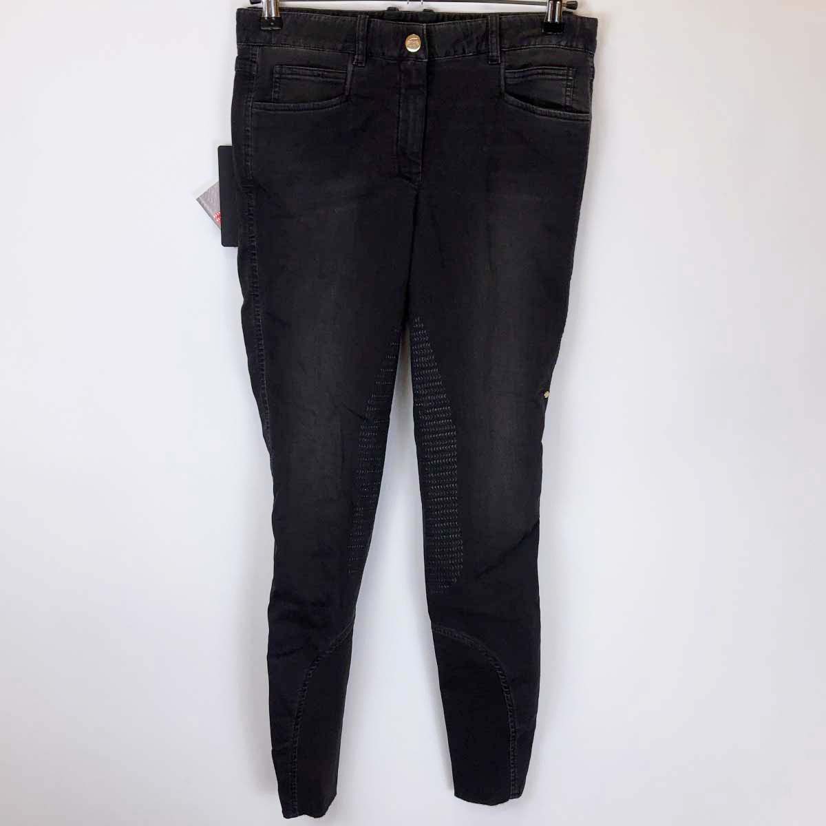 【中古・未使用品】エクイライン EQUILINE デニム キュロット ハーフグリップ 44 ブラック N08702 レデ..