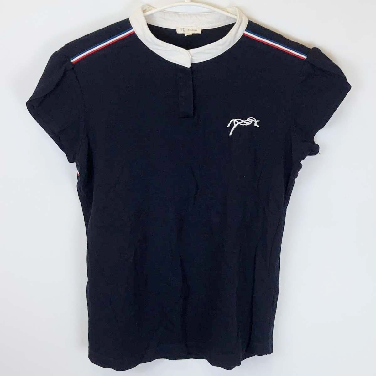 【中古】Penelope ペネロペ ボタンダウン ライディング 半袖シャツ M ネイビー レディース 乗馬 馬術