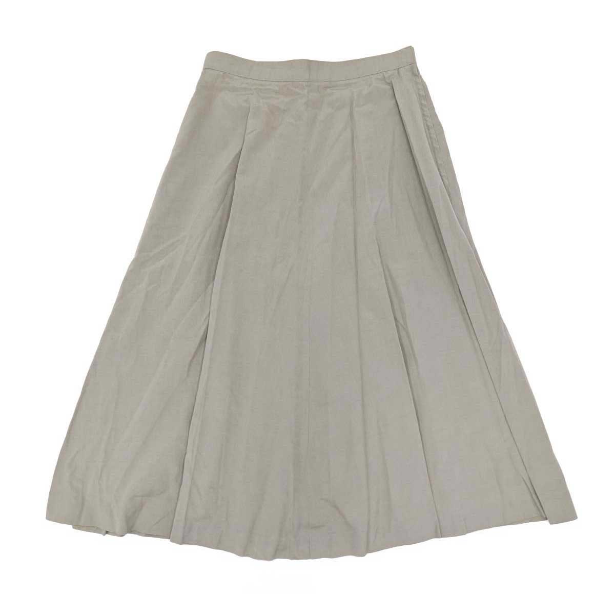 【中古】バーバリー シルク ロング スカート 9AR カーキ FX027-277 BURBERRY