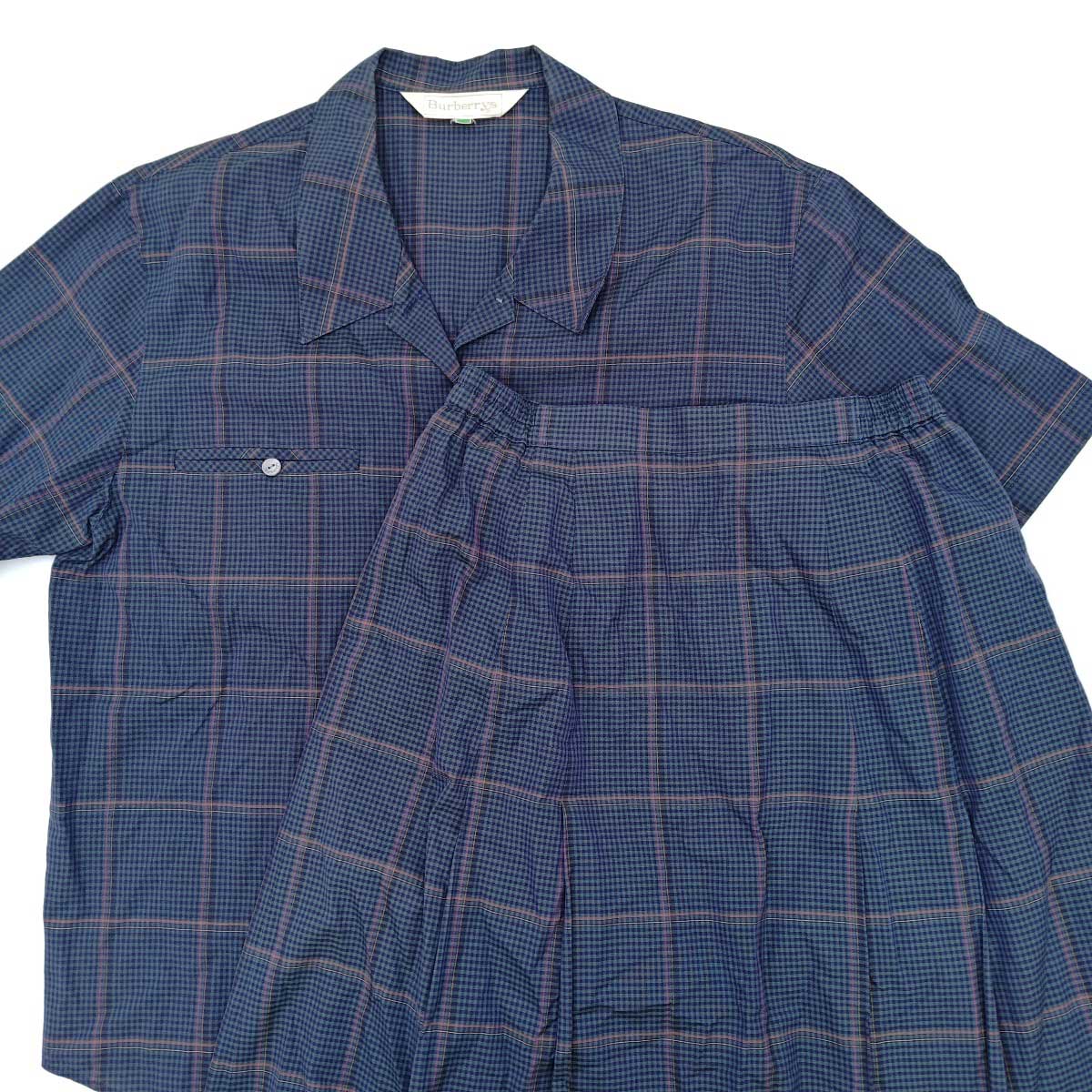 【中古】[セットアップ] バーバリー 半袖シャツ スカート 9AR レディース BURBERRY チェック
